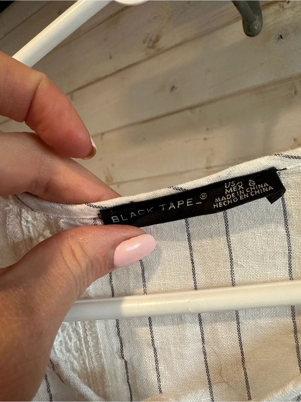 Black Tape | Cream & Shiny Silver Striped Linen Blend Dress - Picture 5 of 7